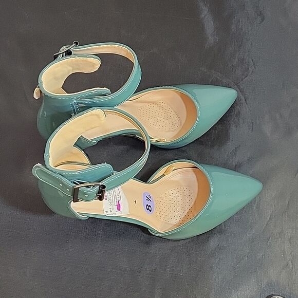 BRAND NEW LINK WOMEN"S FASHION ANKLE STRAP BUCKLE SLIP ON POINTED TOE SHOE - Picture 8 of 15